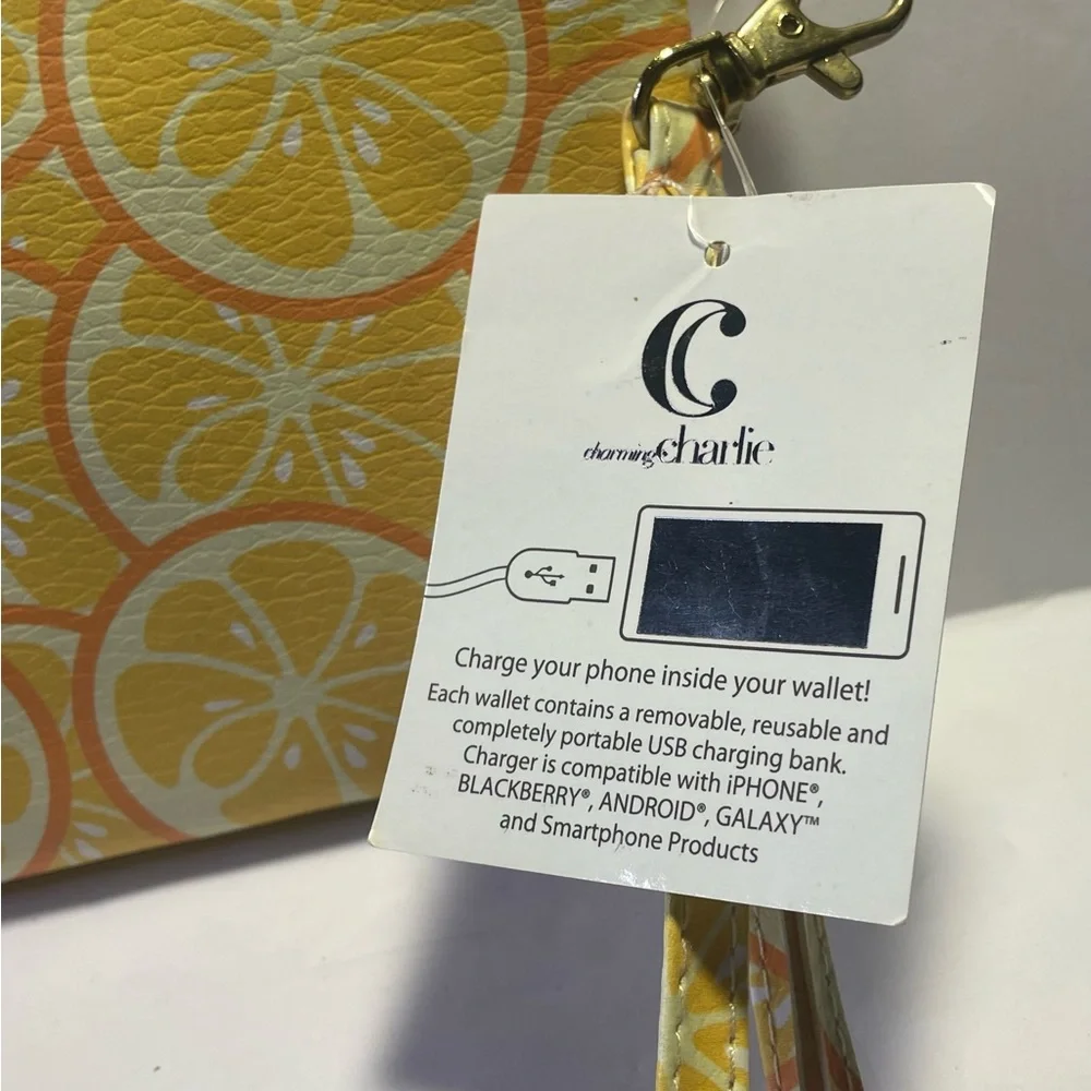 Charming Charlie Lemon Yellow Zip Bag with Phone Charge - Picture 5 of 6